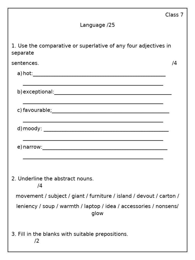 Winter Break Assignment Class 7 | PDF | Noun | Grammar