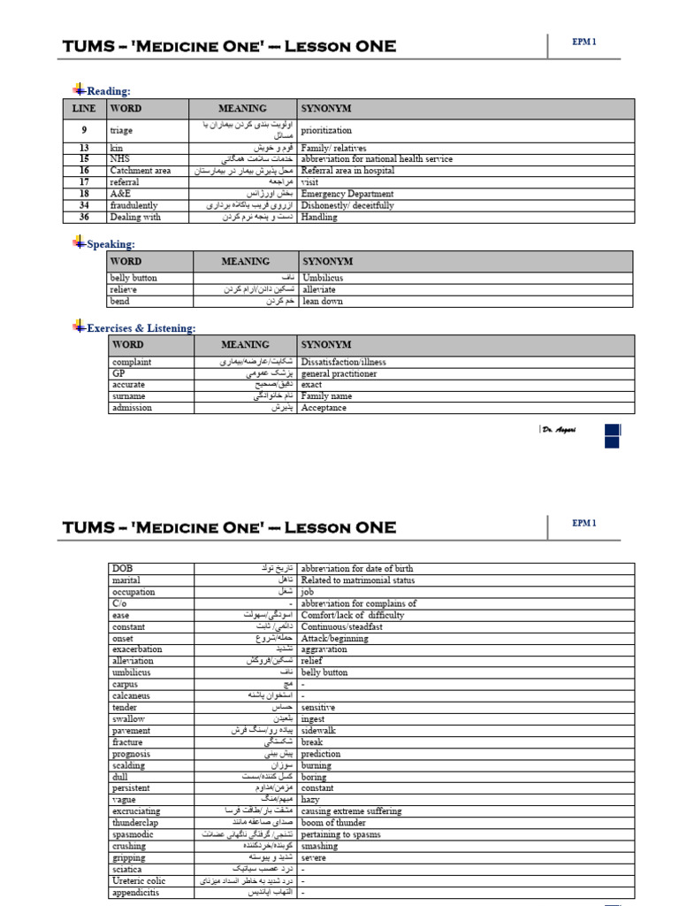 Medicine 1 - Lesson ONE | PDF | Medicine | Clinical Medicine