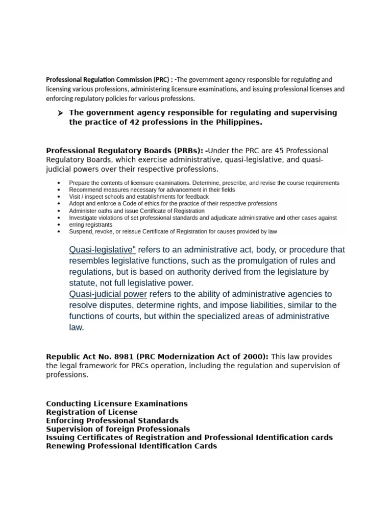 PRC: Regulating Professions in the Philippines | PDF