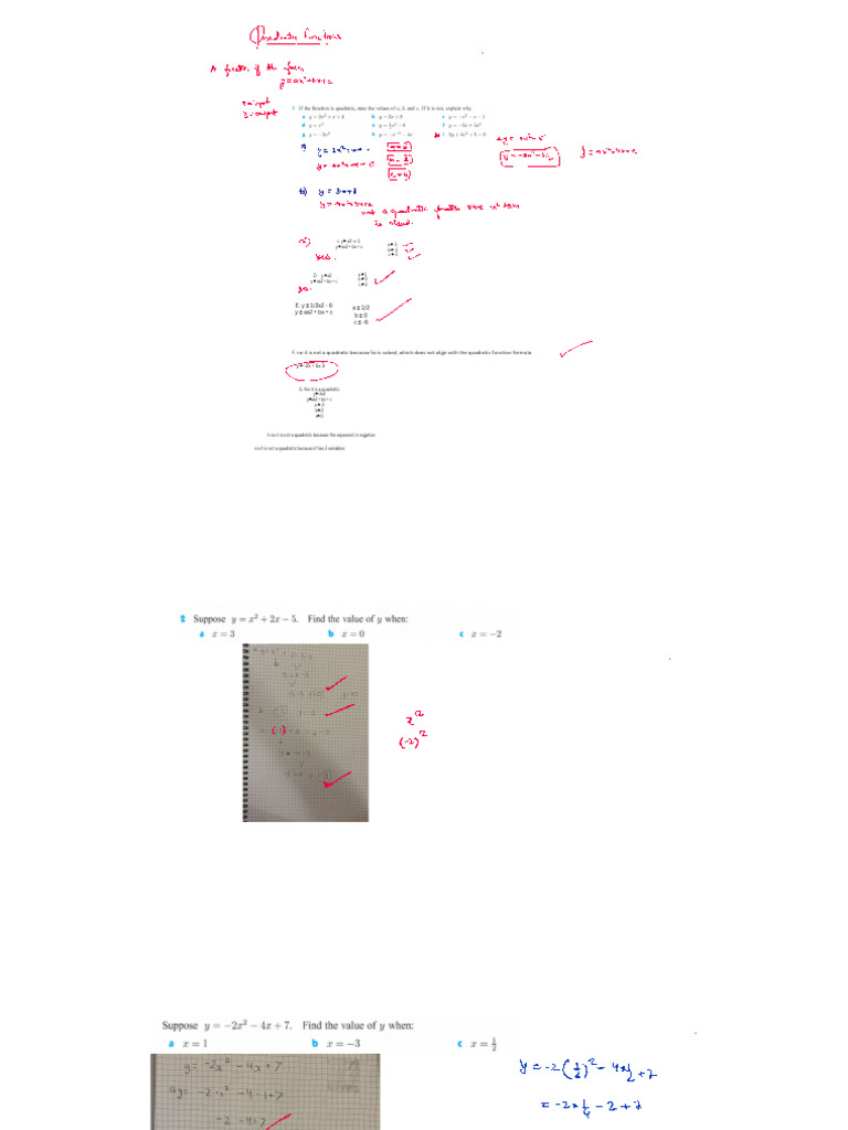 Quadratic Function Analysis and Examples | PDF