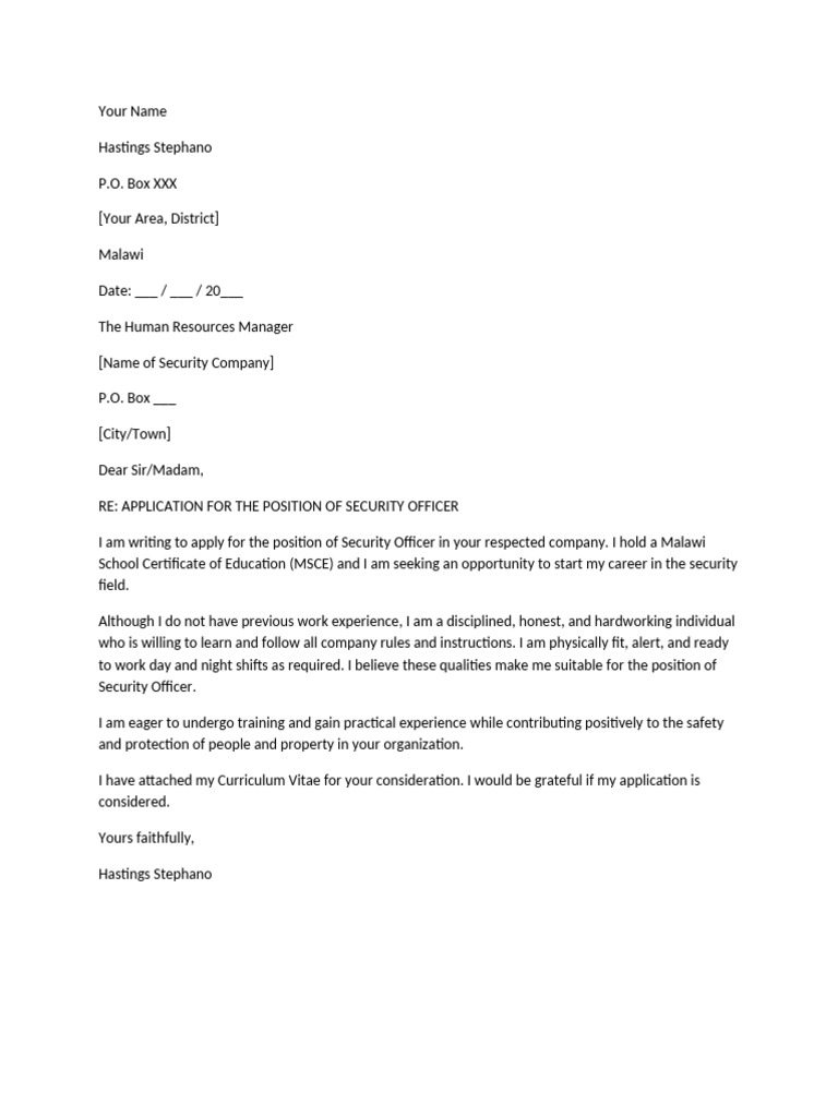 Security Officer Application Letter | PDF