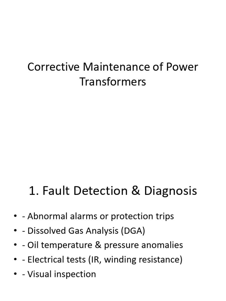 Corrective Maintenance Power Transformer ...