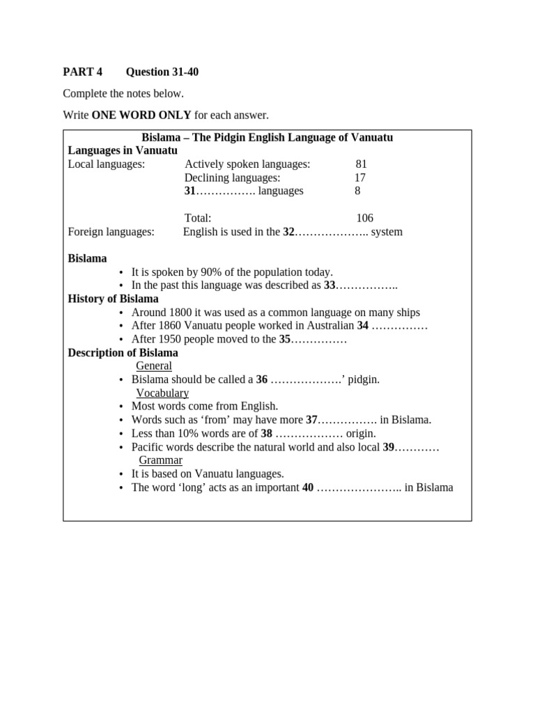 Bislama Language Overview in Vanuatu | PDF