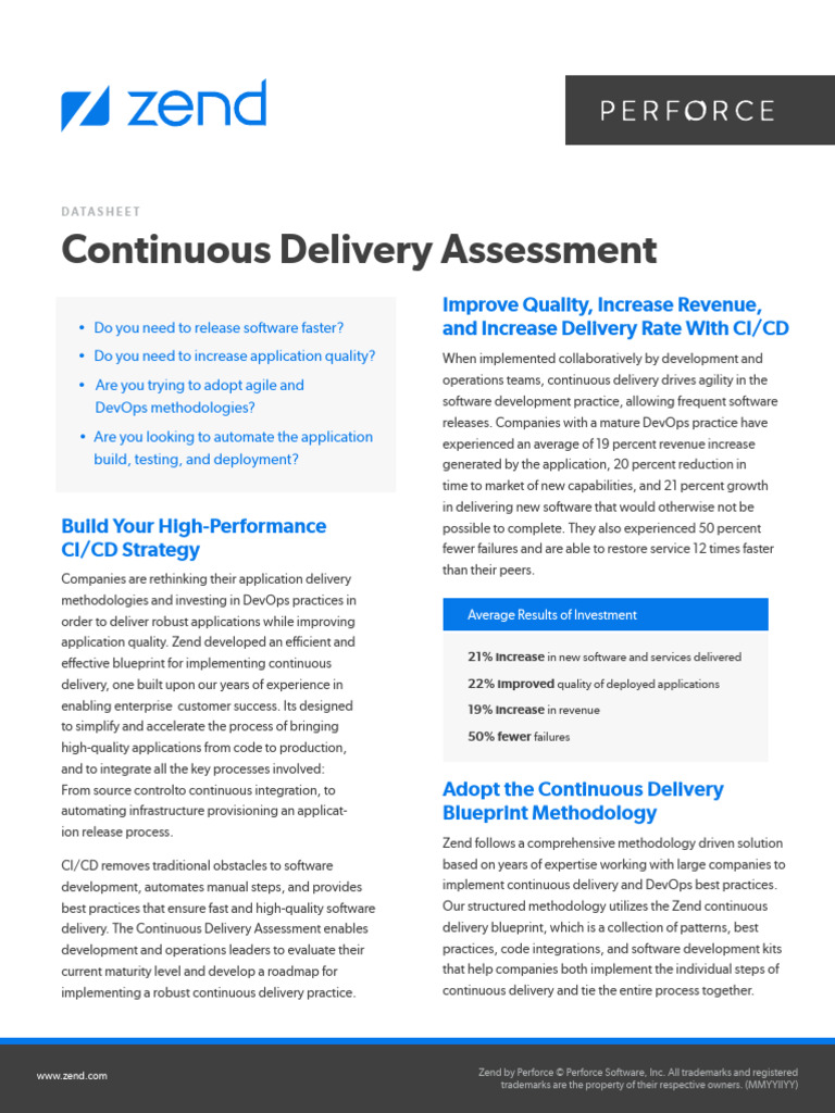 Datasheet Zend Continuous Delivery Assessment | PDF | Software | Php