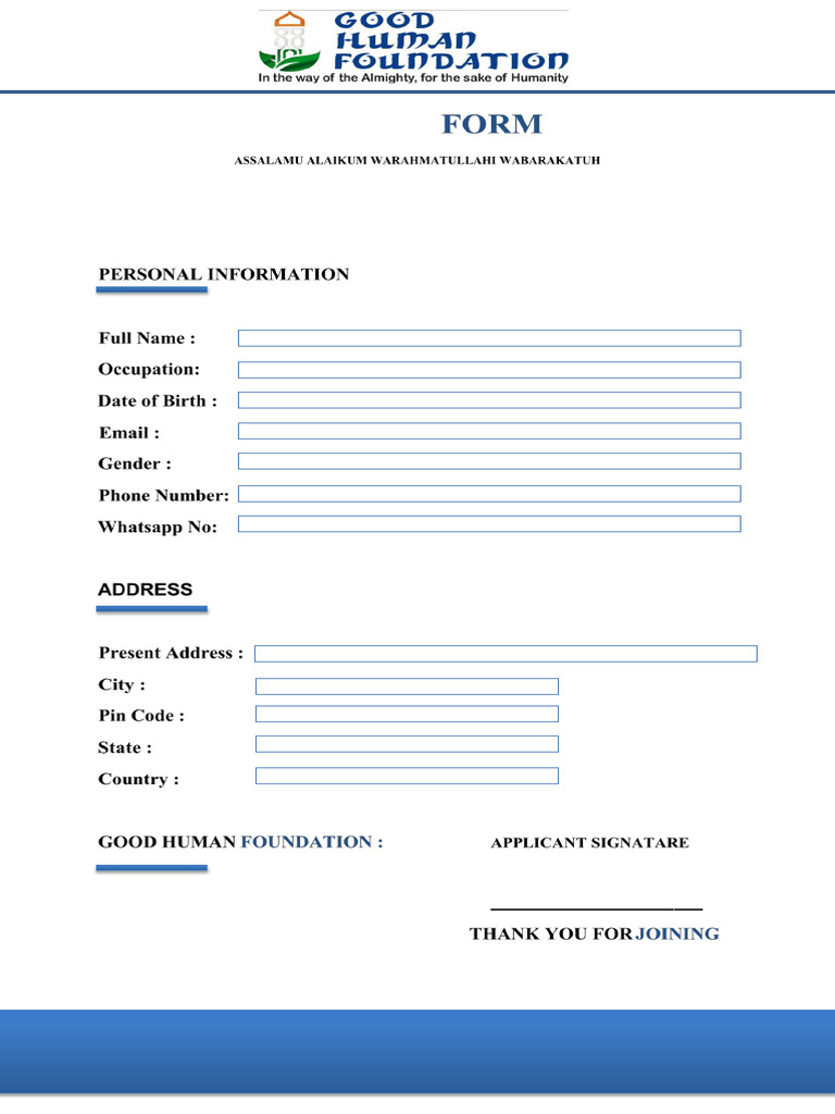 Joining Form GF @ | PDF