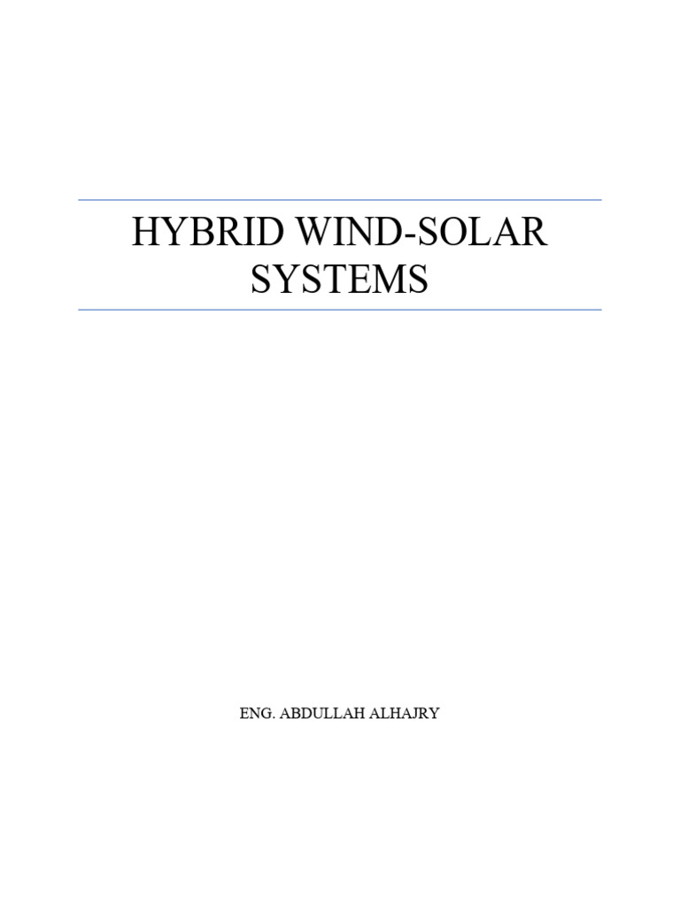 Hybrid Wind-Solar Energy Systems | PDF | Photovoltaics | Wind Power