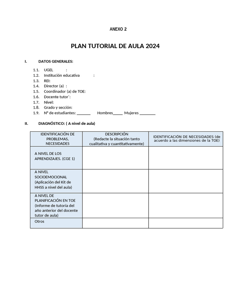 Plan Tutorial de Aula | PDF | Salón de clases | Aprendizaje