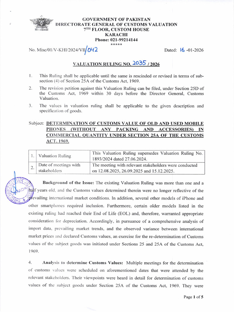 Customs Valuation Ruling for Used Mobile Phones | PDF | I Phone ...