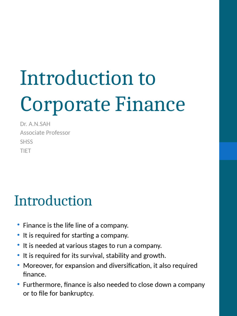 Overview of Corporate Finance Principles | PDF | Capital Structure ...