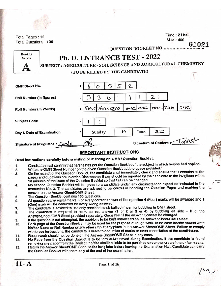 PHD Test Paper 2022 | PDF