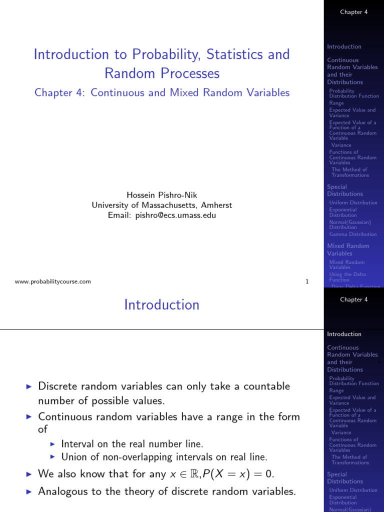 Continuous Random Variables Overview | PDF | Probability Distribution ...