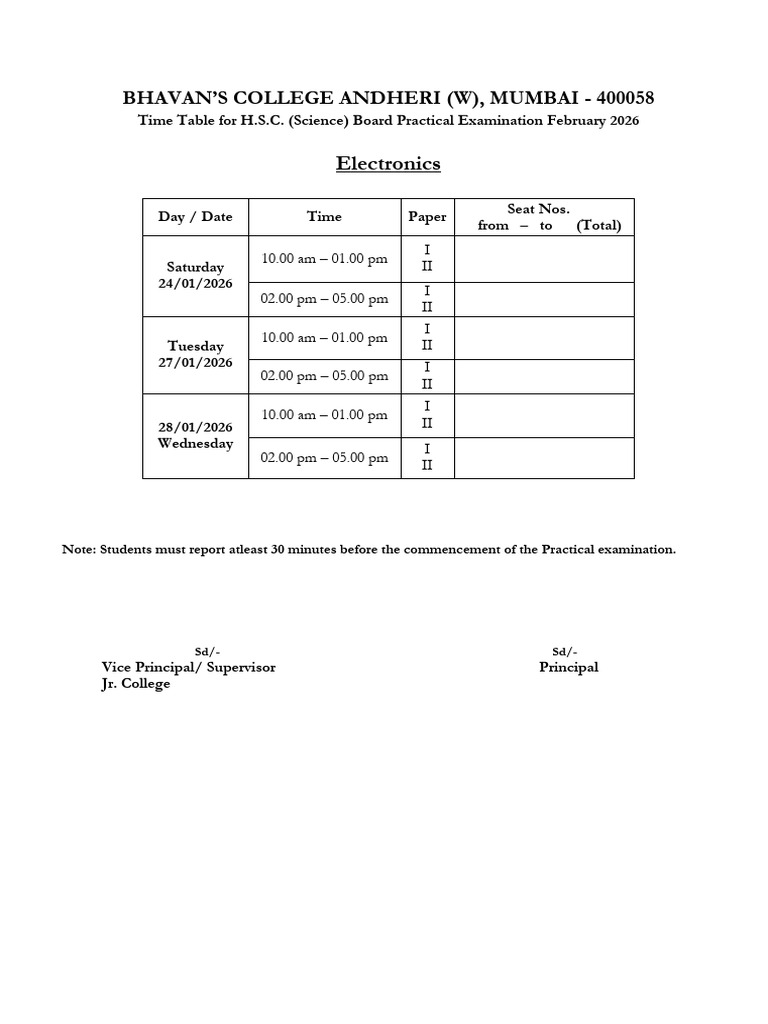 HSC Board Practical Exam Timetable 2026 | PDF | Secondary Education ...