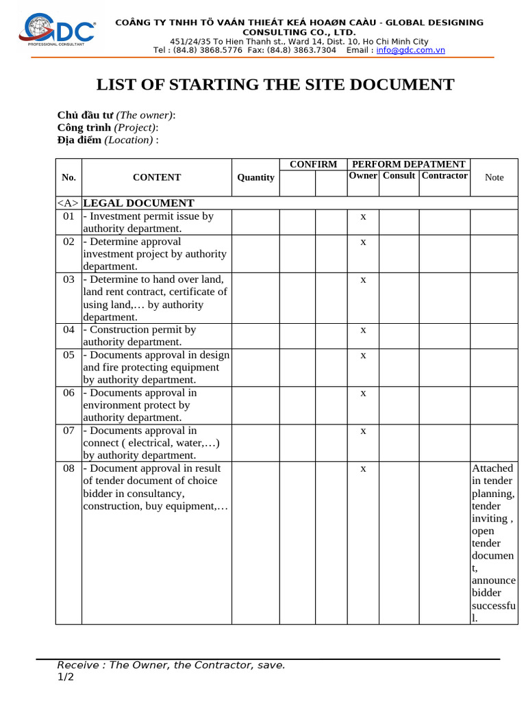 Site Document Checklist for Construction | PDF | Real Estate