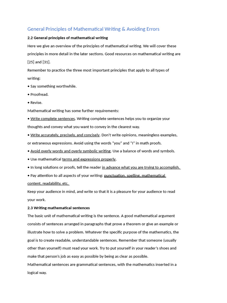 Principles of Effective Mathematical Writing | PDF | Inequality ...