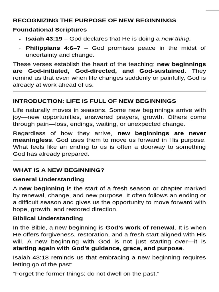 Embracing God's New Beginnings PDF Bible Faith