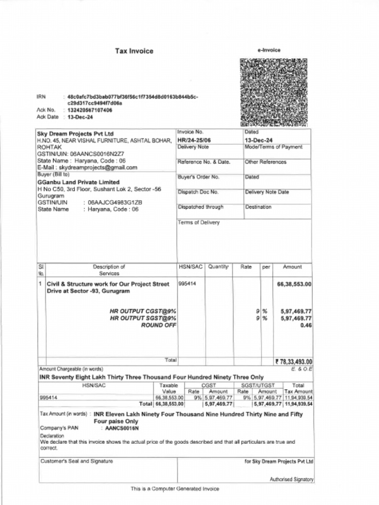 Sky Dream Invoice | PDF