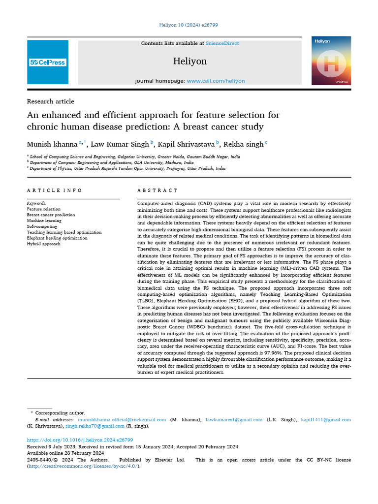 Efficient Feature Selection for Breast Cancer | PDF | Differential ...