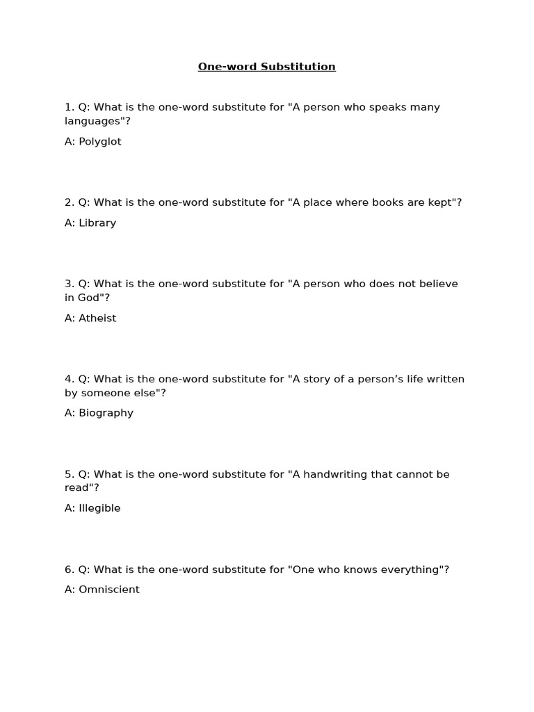 One-Word Substitutions Guide | PDF