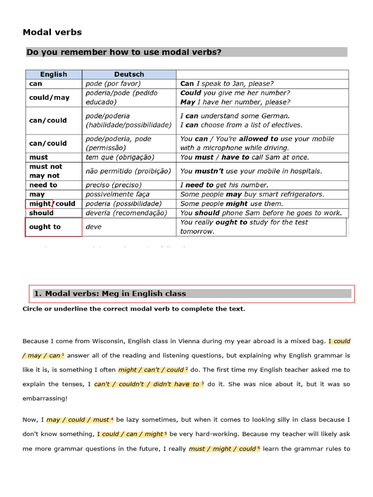 Understanding Modal Verbs in Context | PDF | Homeschooling | Verb