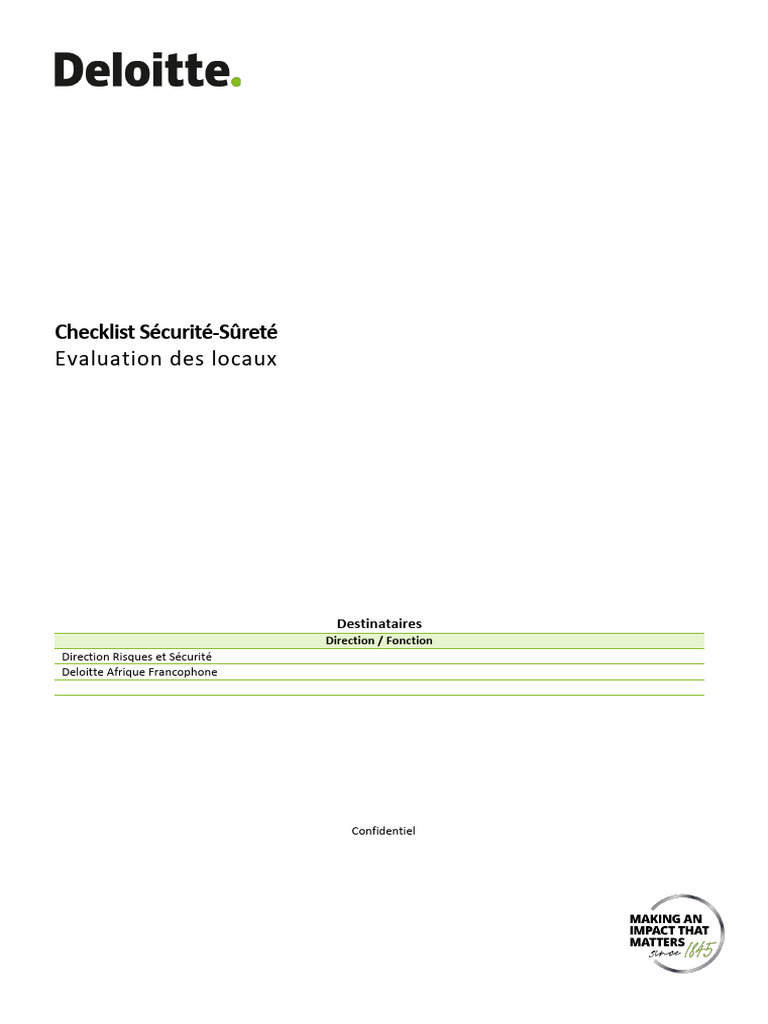 Checklist Sécurité des Locaux Deloitte | PDF | Télévision en circuit ...