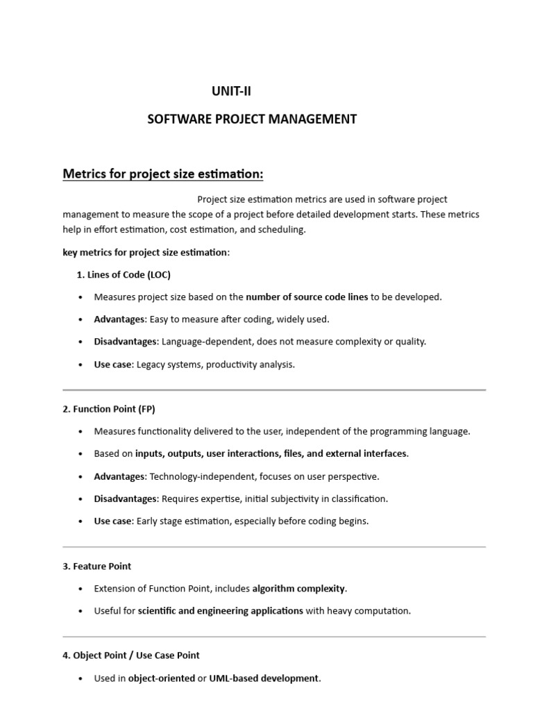 Software Project Size Estimation Metrics | PDF | Risk | Risk Management