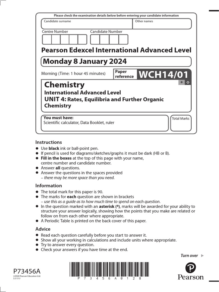 Chemistry IAL Unit 4 Exam Paper | PDF | Activation Energy | Chemical ...