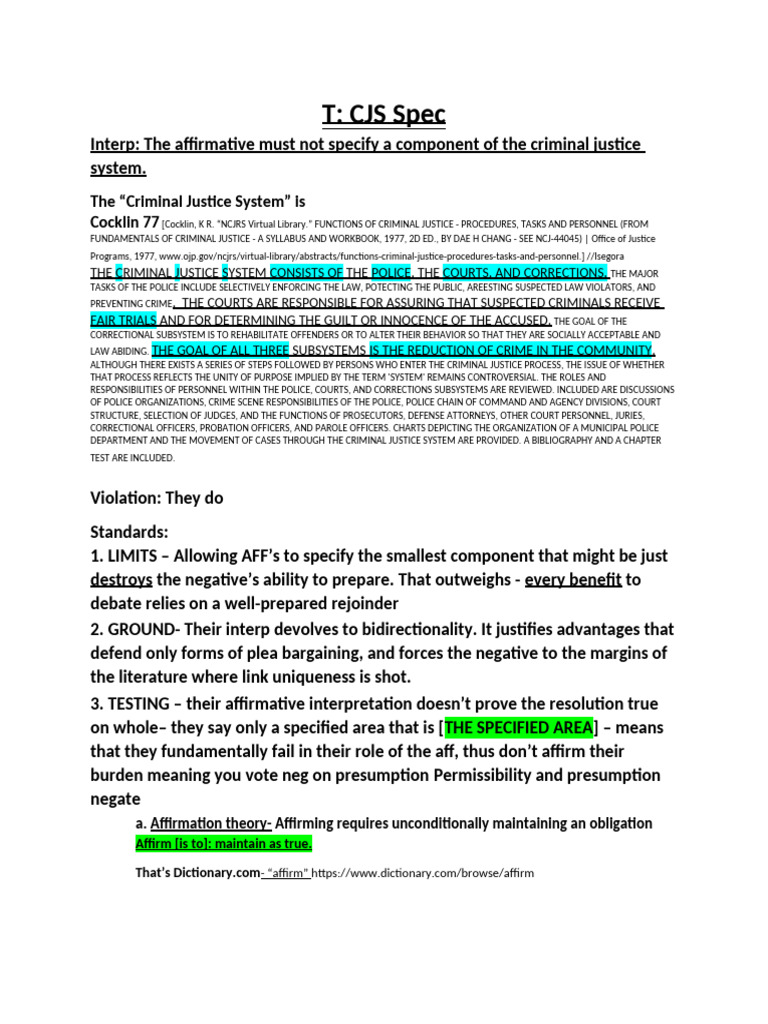 Speech T - CJS Spec 10-7 6PM | PDF | Criminal Justice | Crime & Violence