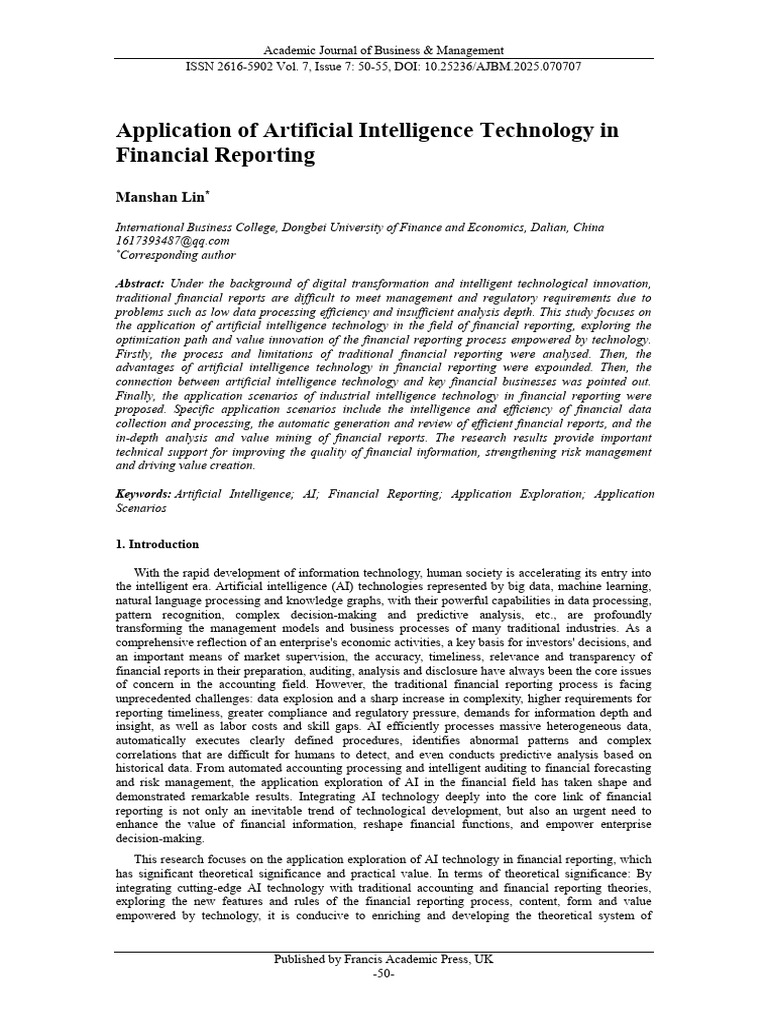 AI in Financial Reporting Optimization | PDF | Machine Learning ...