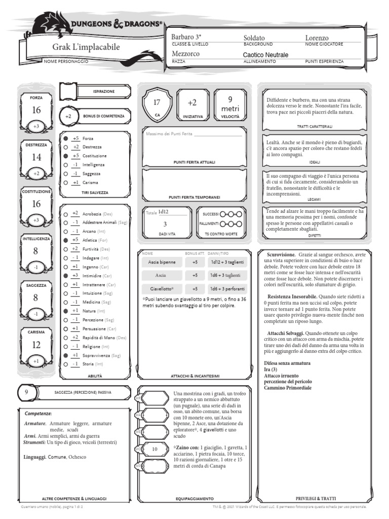Barbaro Mezzorco Lv3 | PDF