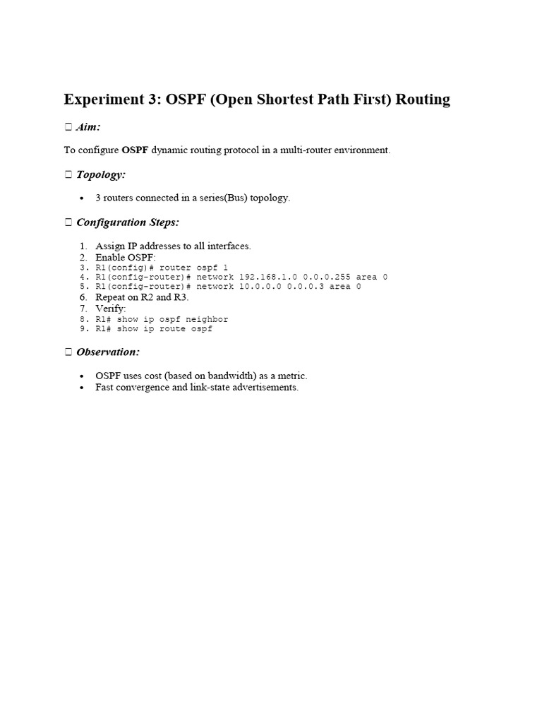 OSPF Routing Configuration Guide | PDF
