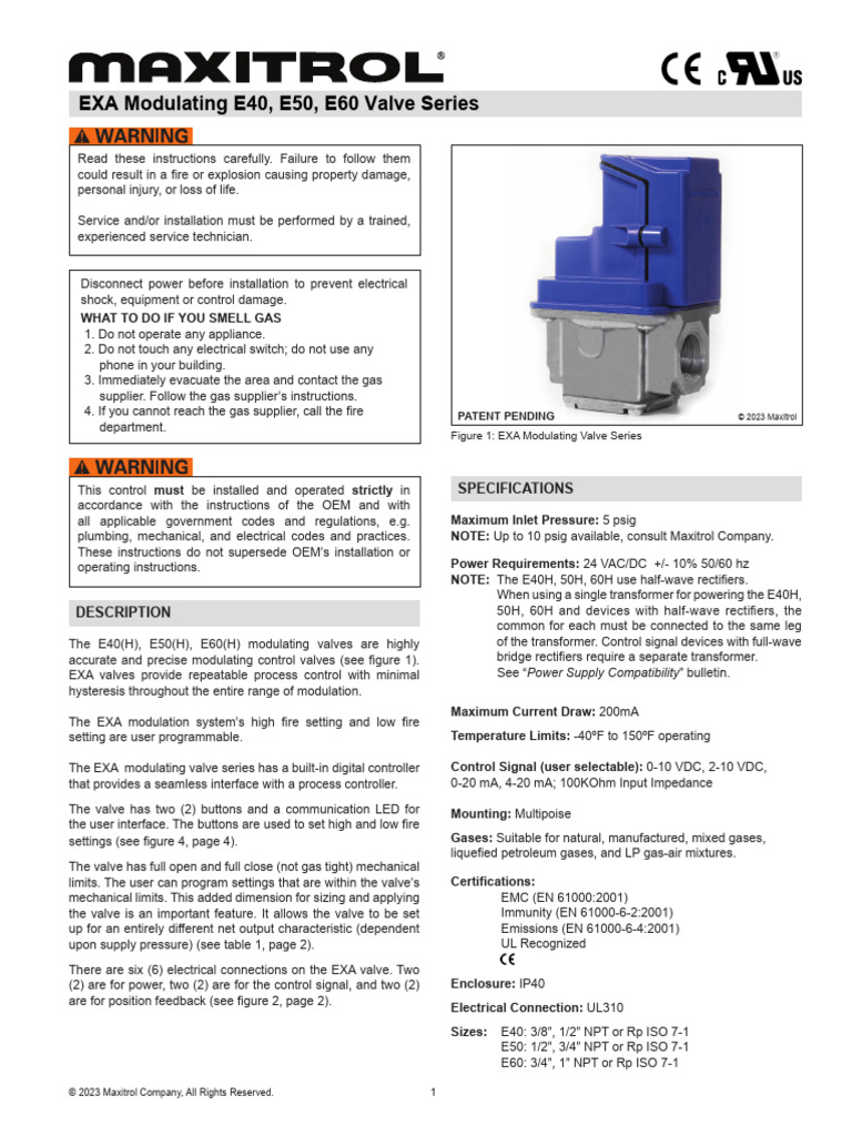 EXA Modulating Valve Series Guide | PDF | Vacuum Tube | Electrical ...