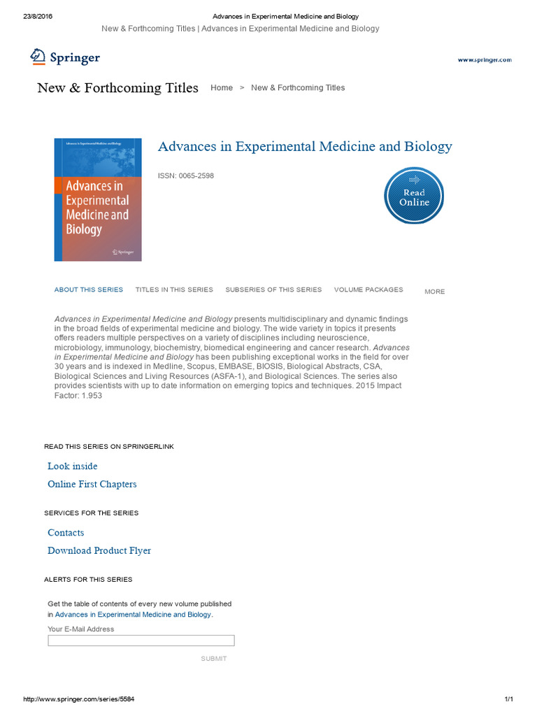 Advances in Experimental Medicine | PDF