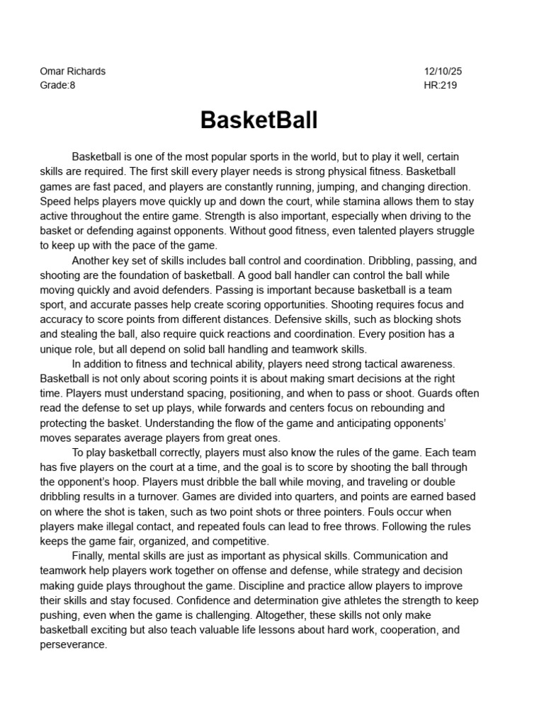 BasketBall Full | PDF | Basketball Positions | Team Sports