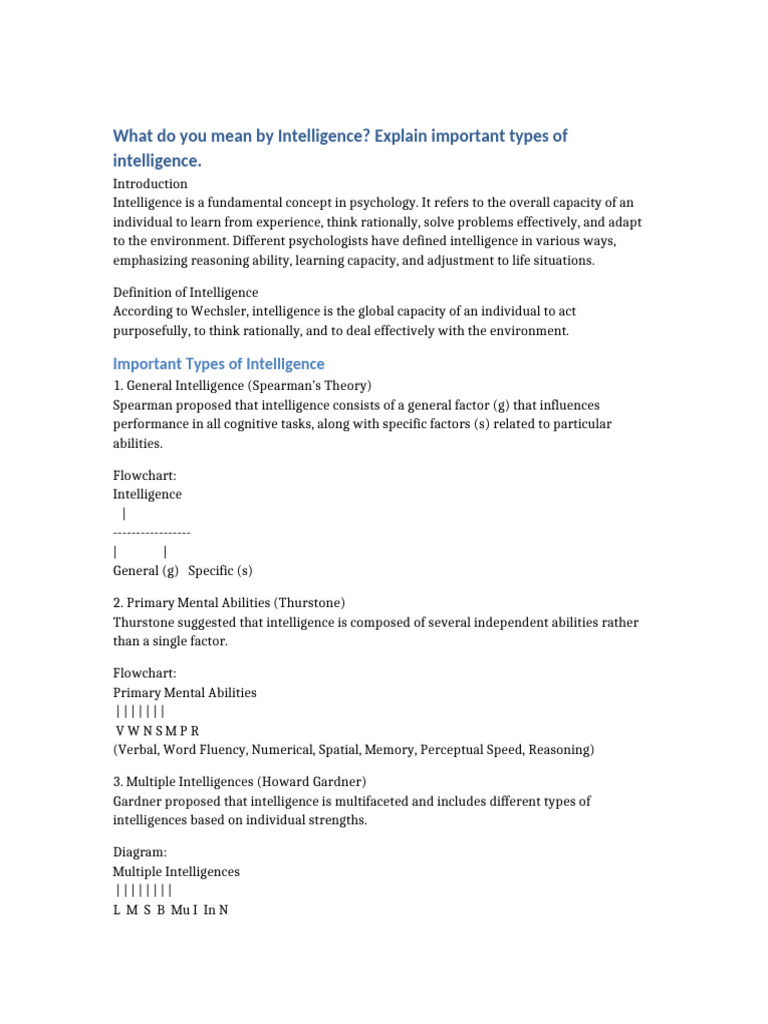 Types of Intelligence Explained | PDF | Intelligence | Behavior ...