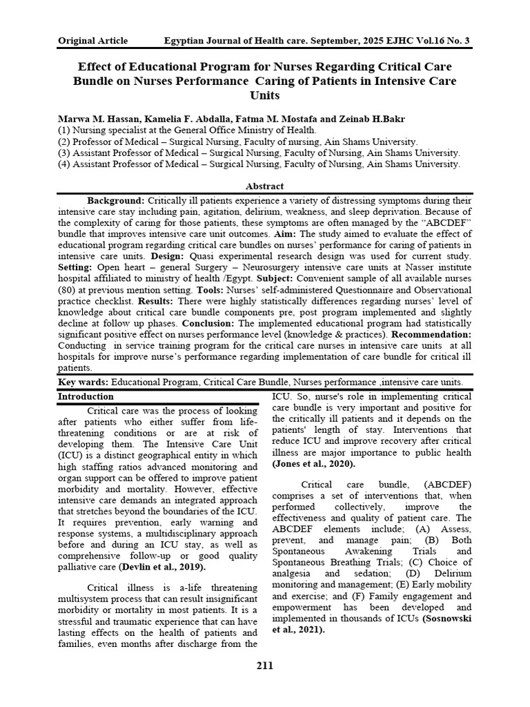 Nurses' Performance in ICU: Education Impact | PDF | Intensive Care ...