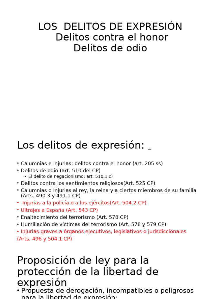 Delitos de Expresión y Honor en España | PDF | El discurso del odio ...