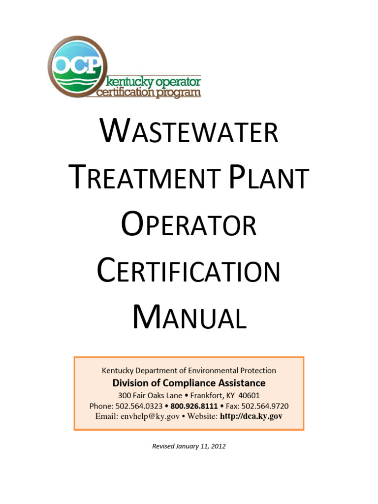 Wastewater Treatment Operator Manual | PDF | Water Pollution | Clean ...