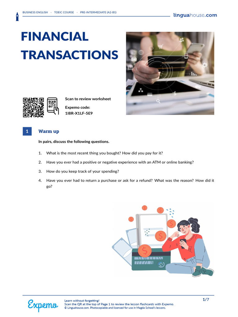 Business English: Financial Transactions | PDF | Money | Financial ...