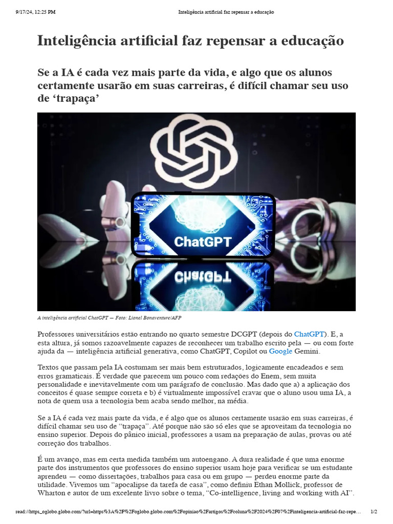 IA e o Futuro da Educação Superior | PDF | Inteligência artificial ...