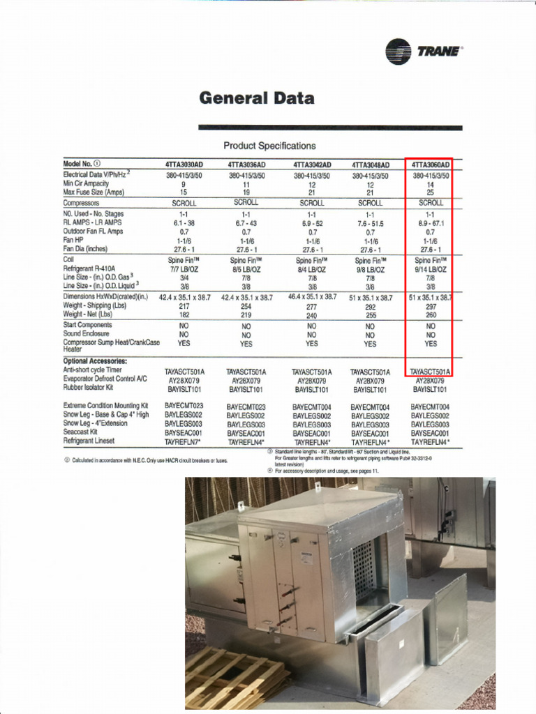 Trane 4TTA3060AD 3 Phase Condenser | PDF