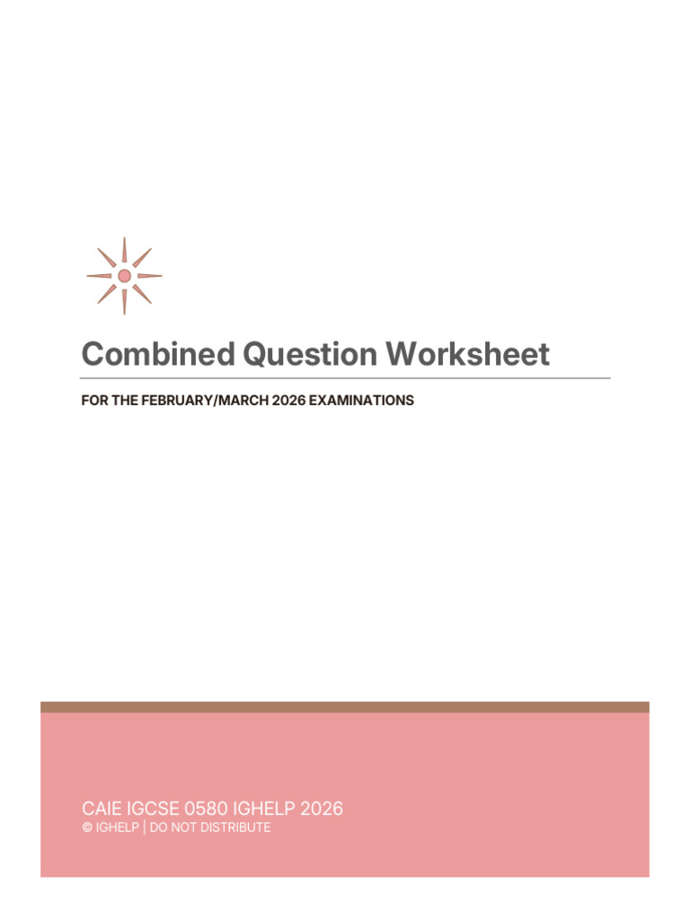 IGCSE 0580 Combined Question Worksheet | PDF | Geometry | Euclidean ...