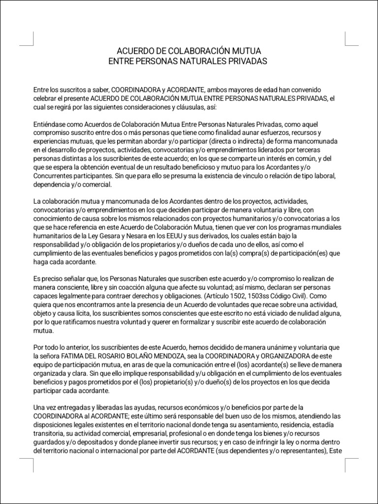Contrato de Colaboración Mutua-participantes (1) (1) | PDF ...