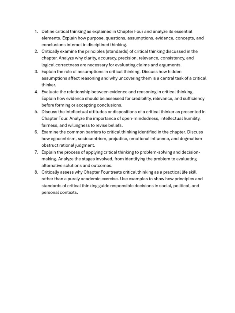 Essentials of Critical Thinking Skills | PDF
