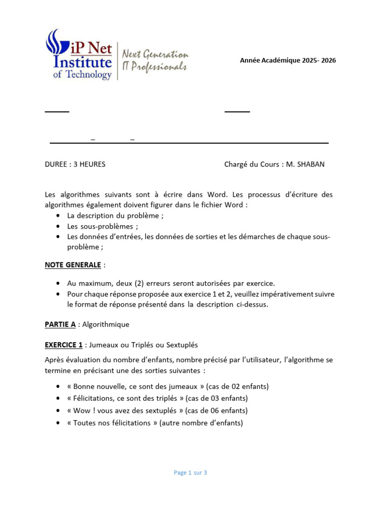 Examen Rattrapage Algorithmes Python 2025 | PDF | Informatique ...