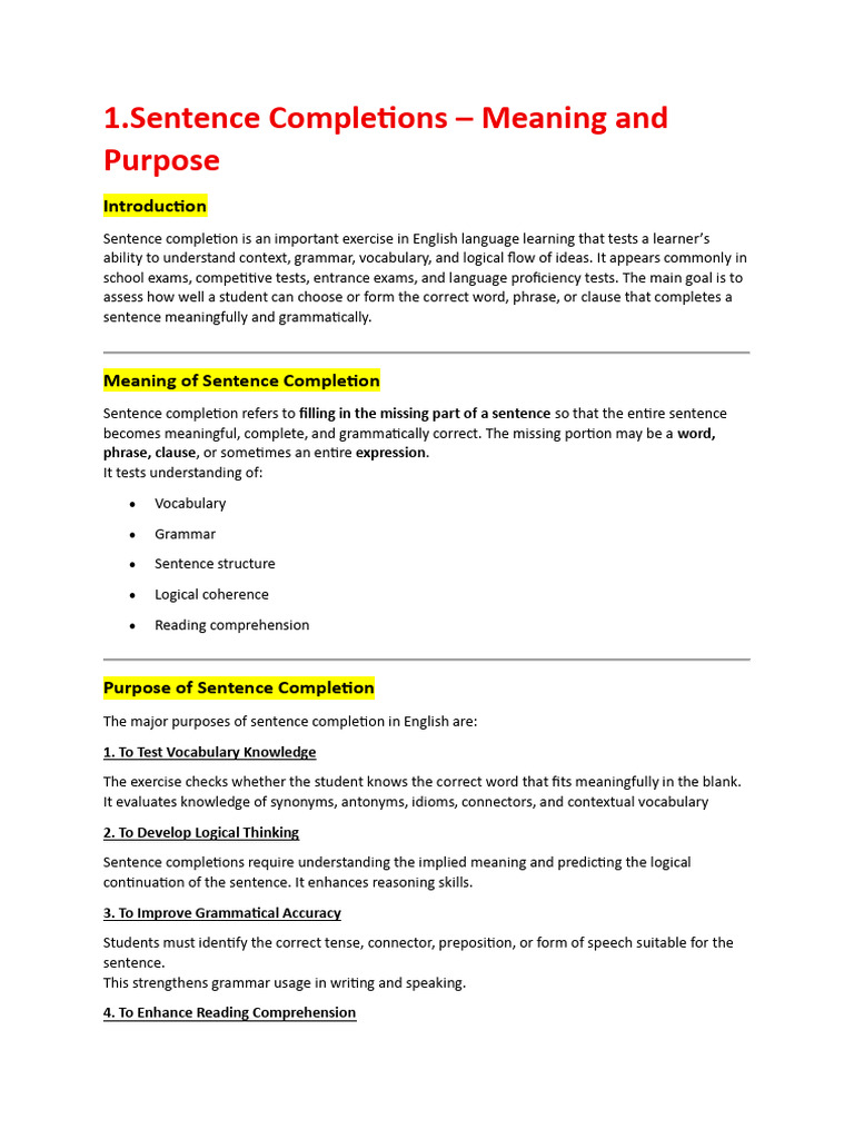 Sentence Completion and Verbal Reasoning Guide | PDF | Deductive ...