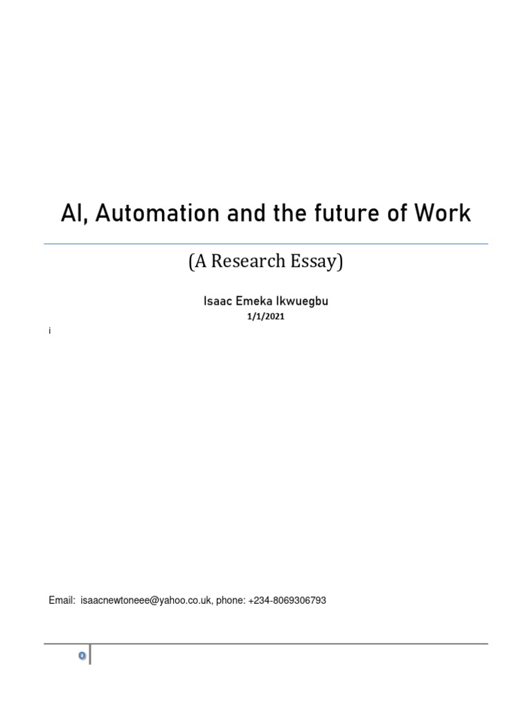 AI and Automation's Impact on Work | PDF | Artificial Intelligence ...