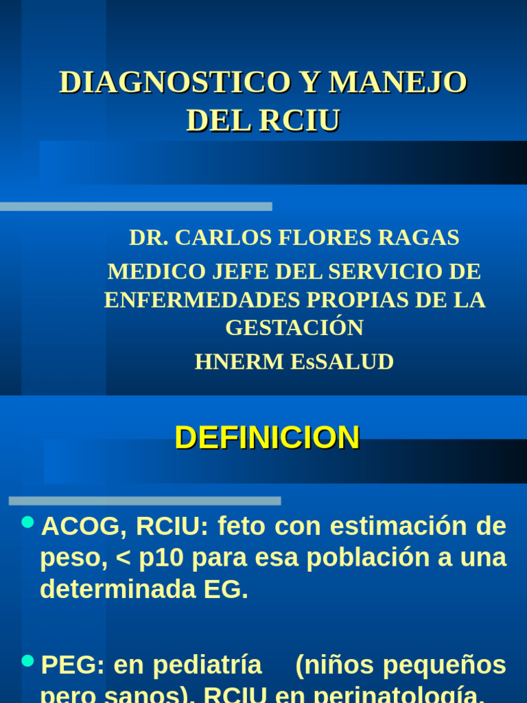 Diagnóstico y Manejo del RCIU | PDF | Feto | El embarazo