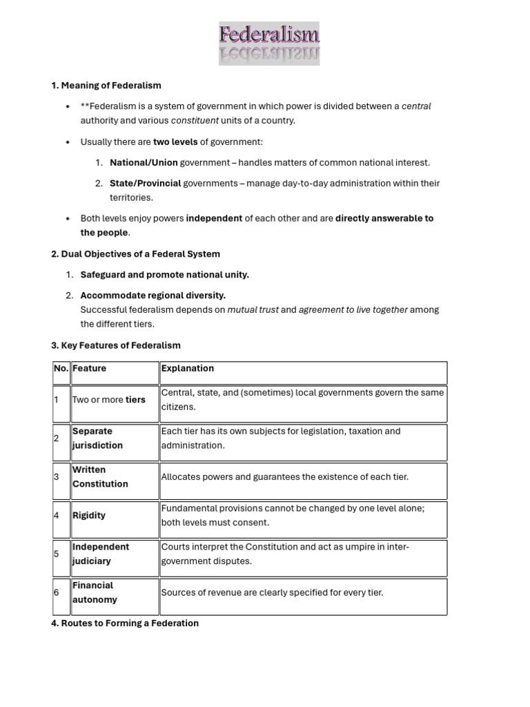 Federalism Class 10 Politics Chapter 2 | PDF | Governance | Political ...