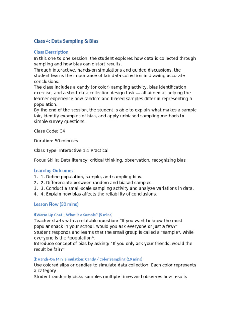 Data Sampling and Bias Explained | PDF | Sampling (Statistics) | Bias