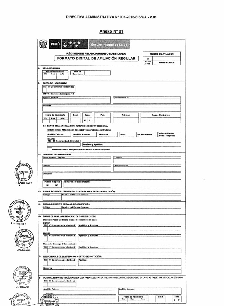 Formatos Sis | PDF